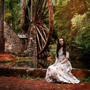 Medieval Renaissance 16th Century inspired Blue Floral Corset Skirt Dress